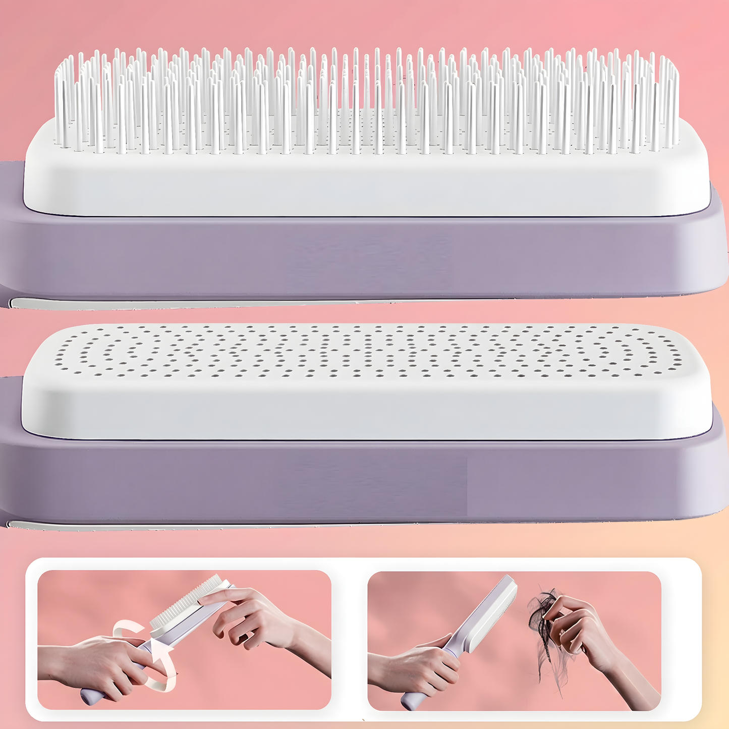 Self-Cleaning Detangling Hair Brush for Wet & Dry Hair